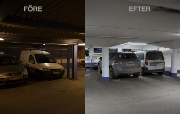 Smart LED-belysning i Greenparks parkeringsgarage